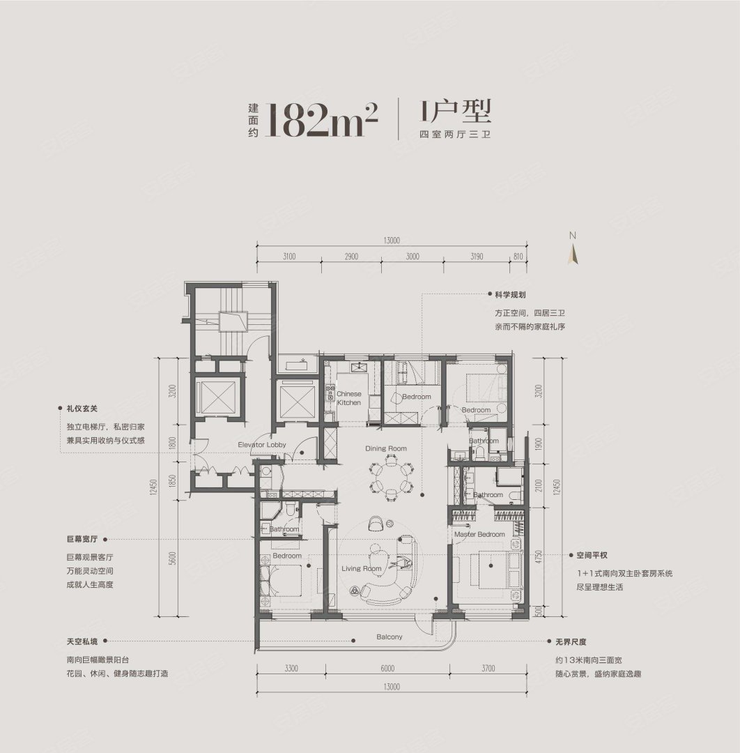 I户型 4室2厅3卫