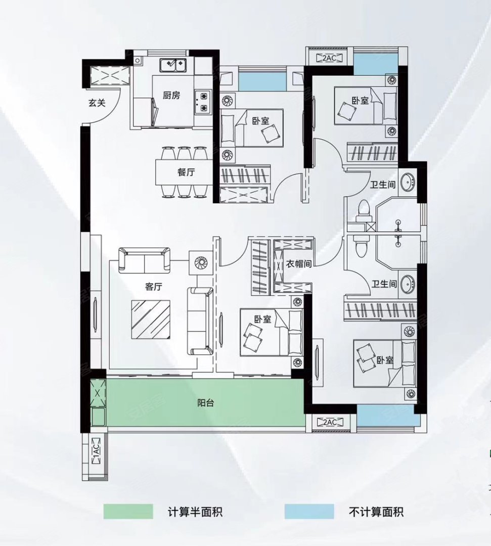 C户型 4室2厅2卫