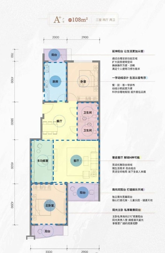 108平户型 3室2厅2卫