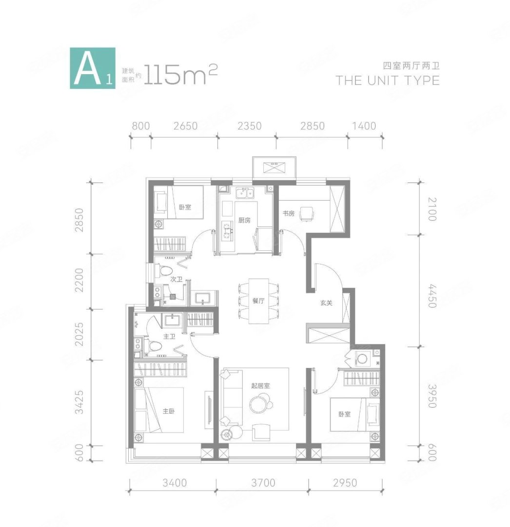 A户型 4室2厅2卫
