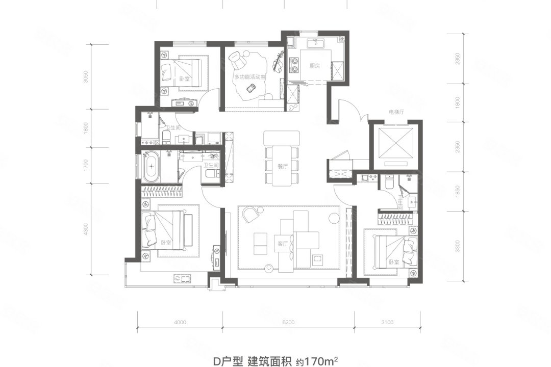D户型 4室2厅3卫