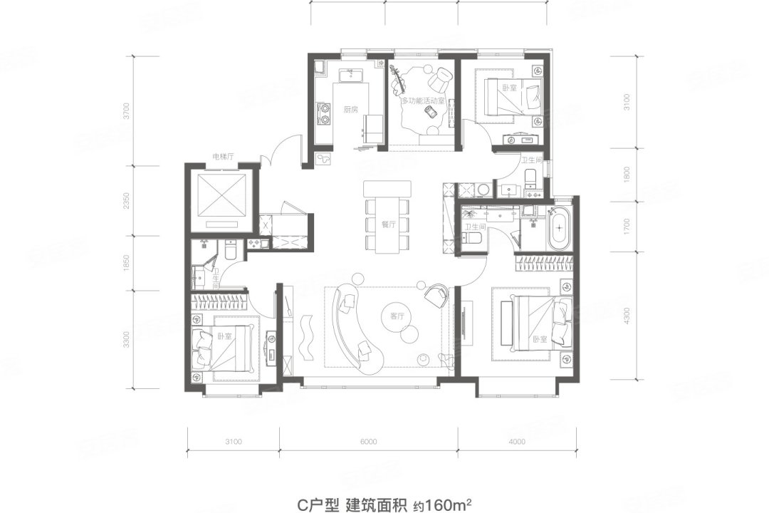 C户型 4室2厅2卫