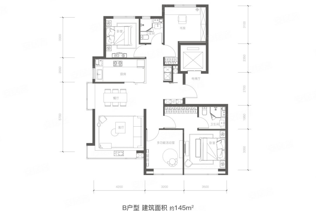 B户型 4室2厅2卫