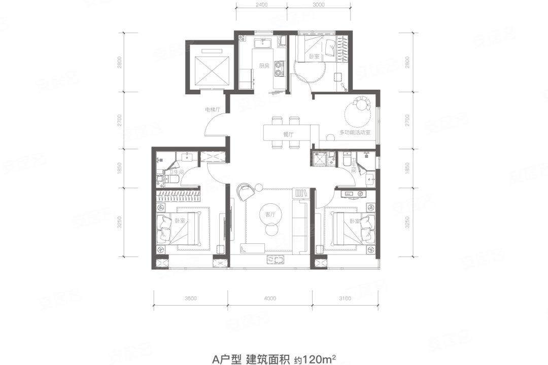 A户型 4室2厅2卫