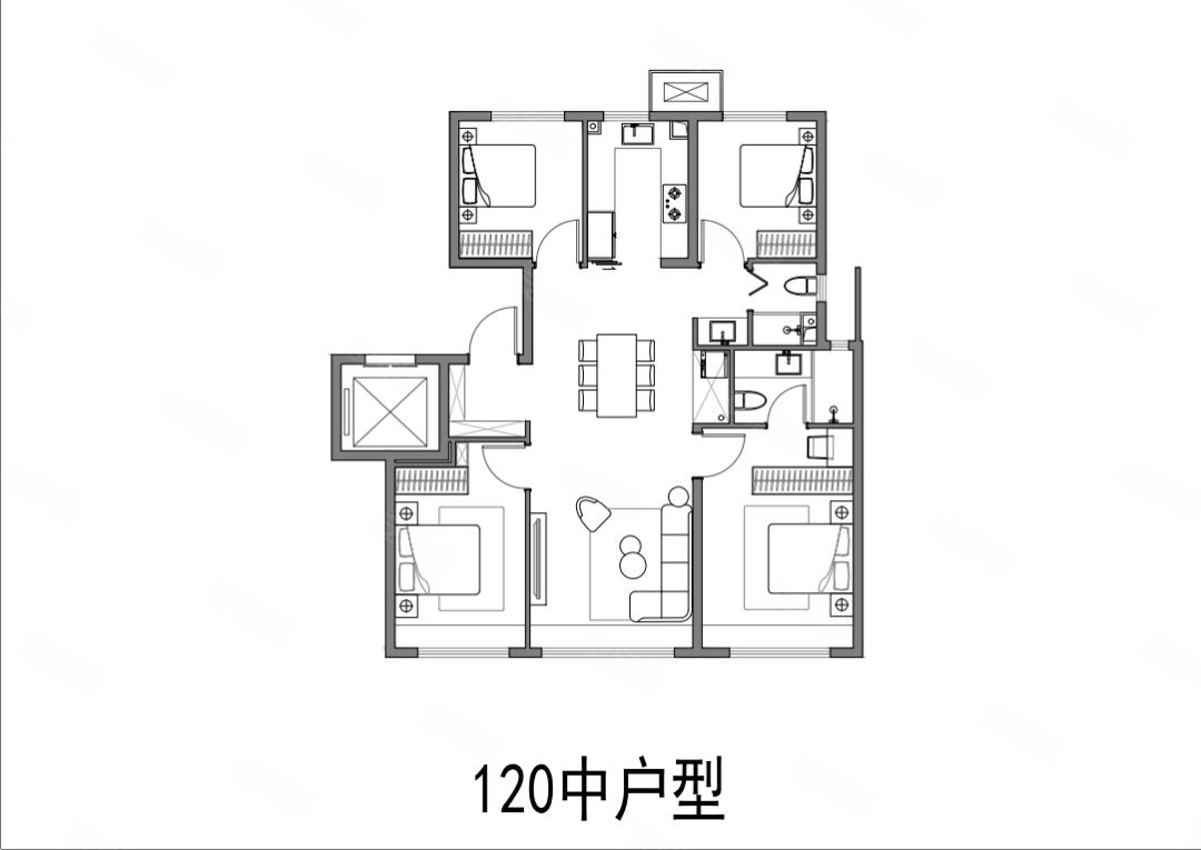 120平中户型 4室2厅2卫