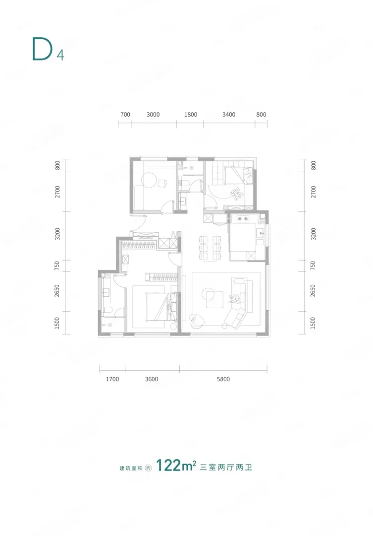 D4户型 3室2厅2卫